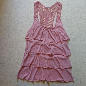 Pink ruffles tank top